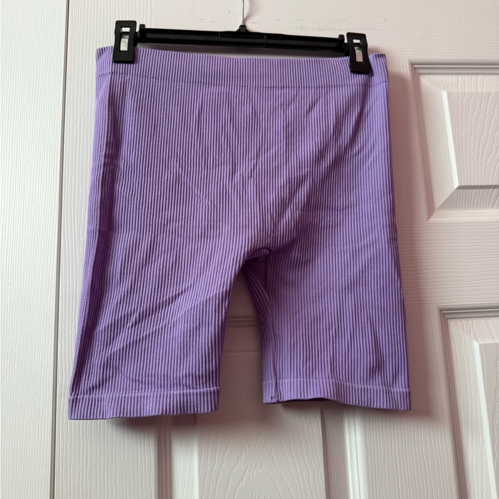 Lavender Ribbed Women's Bike Shorts